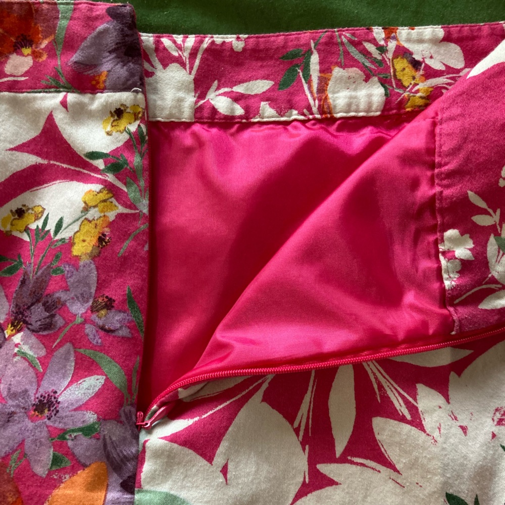 Van Heusen Studio Cotton Floral Lined Skirt 6 S Small - Picture 4 of 6
